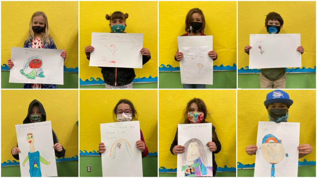 iLEAD Agua Dulce learners wearing masks and showing art