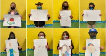 iLEAD Agua Dulce learners wearing masks and showing art