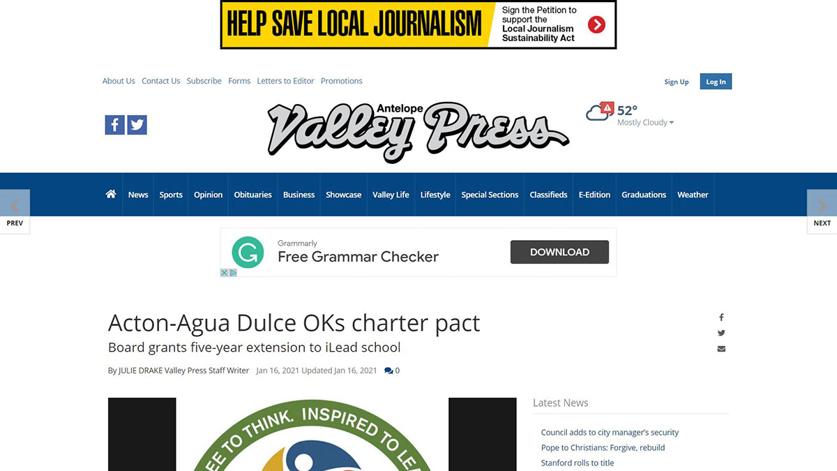 Acton-Agua Dulce OKs Charter Pact