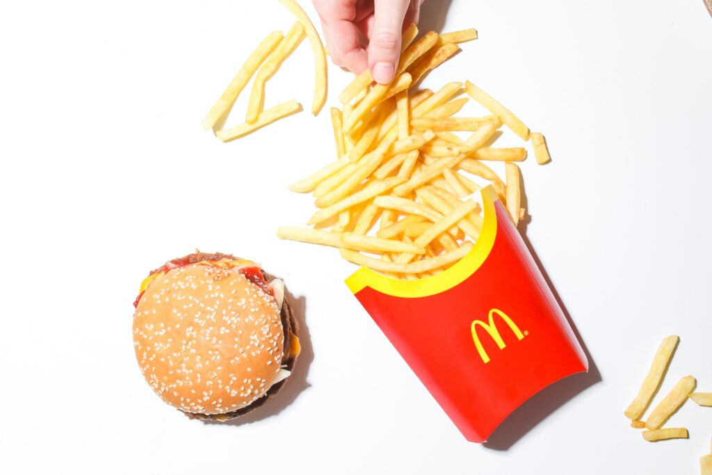 McDonald's fries and burger