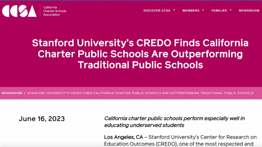 CCSA Stanford University CREDO CA Charter Schools Outperform