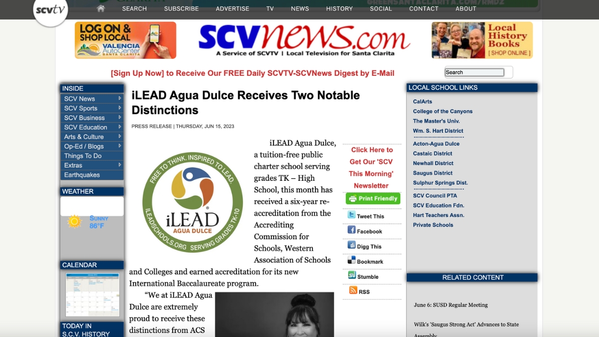 SCVTV - iLEAD Agua Dulce Receives Two Notable Distinctions