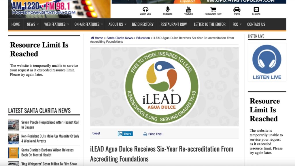 KHTS - iLEAD Agua Dulce accreditations