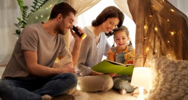 family indoor tent reading