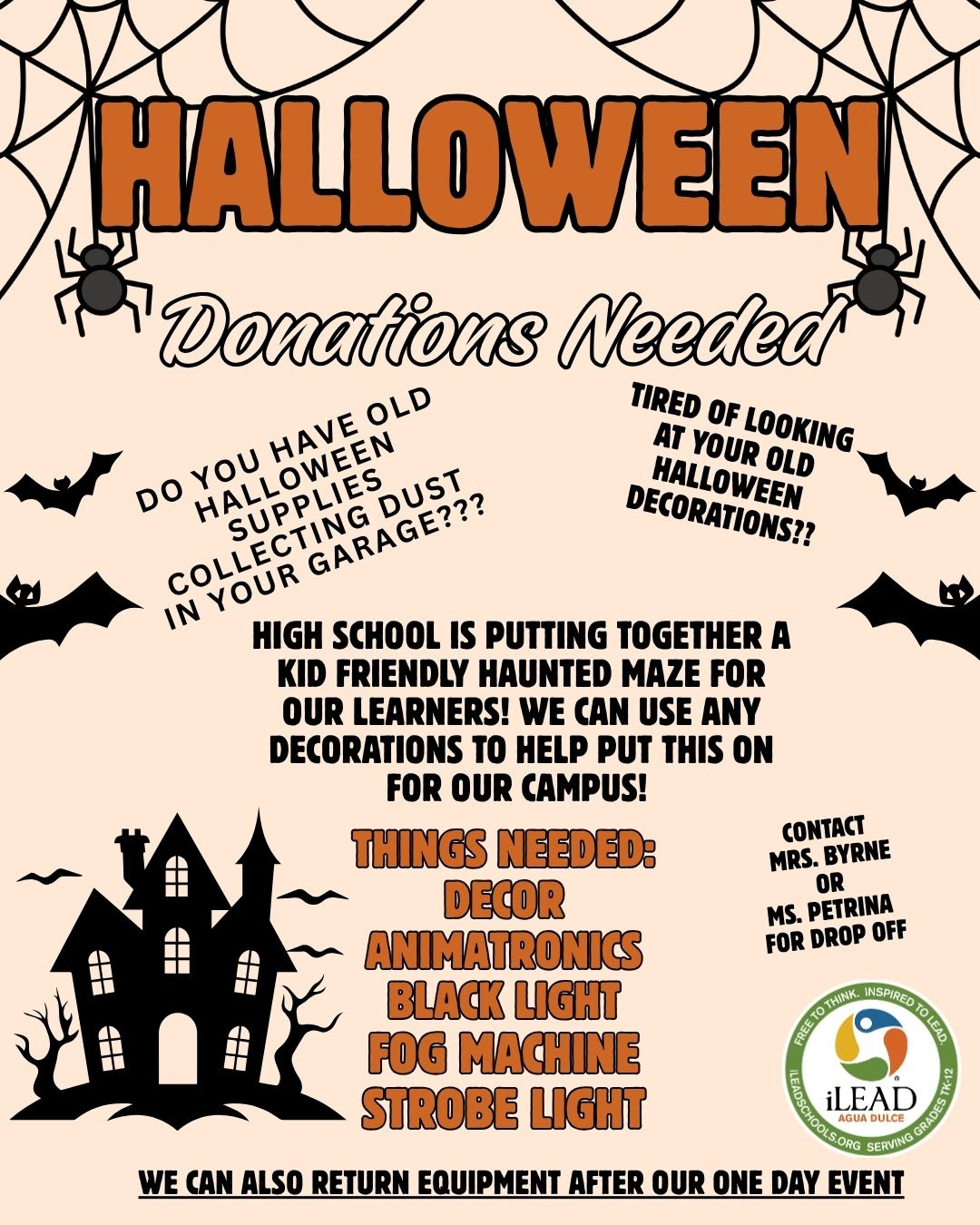 iLEAD Agua Dulce Halloween 2025 Donations